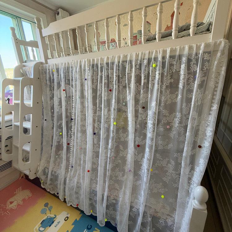 寝室宿舍用子母床纱帘上下舖防风隐私帘 透光不透人纱帘轨道式隔