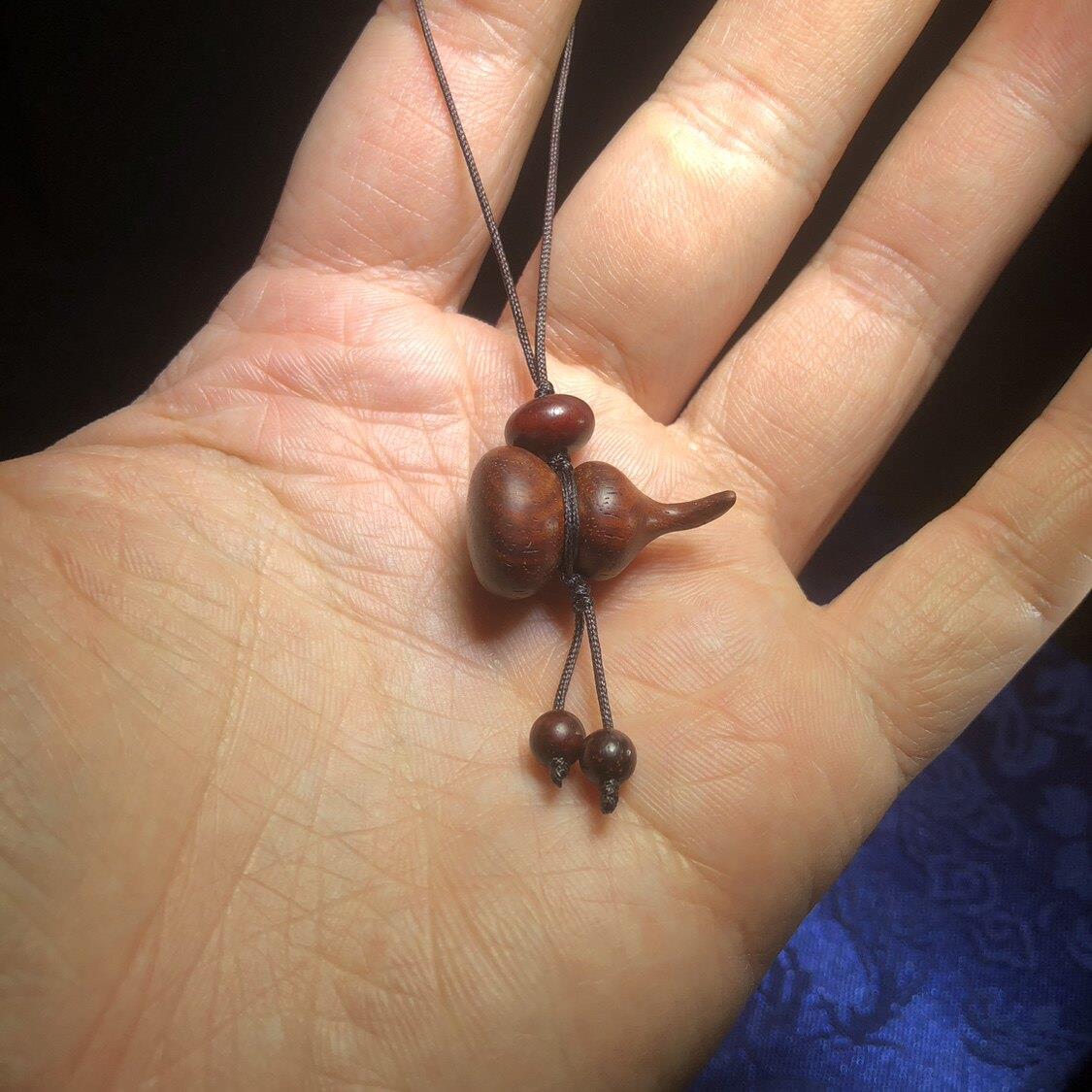 印度小叶紫檀木紫檀葫芦钥匙扣手机链小挂件高档男女创意个性