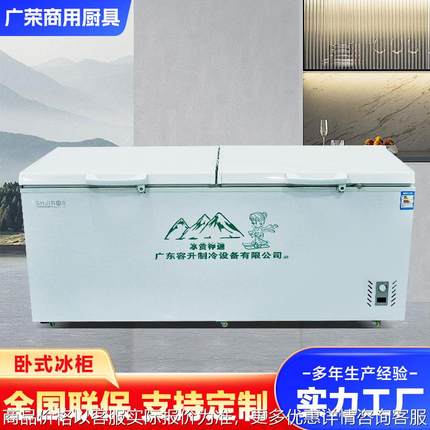 卧式冰柜商用冷冻冰柜双温双箱家用餐馆鲜肉冷柜冰箱卧式冷柜冰柜