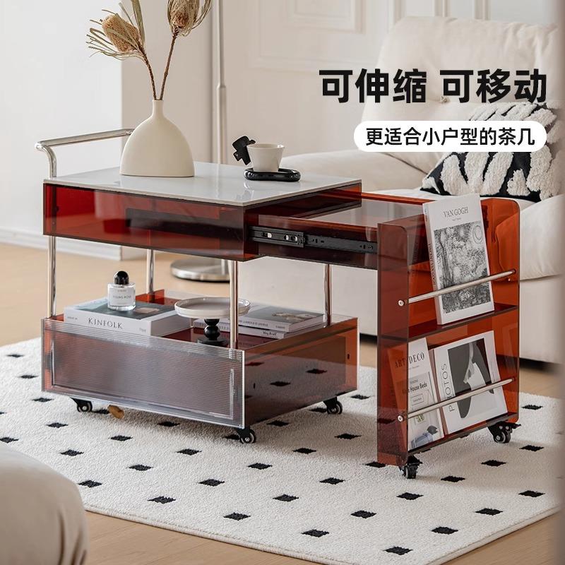 压克力可移动推车客厅茶几边几围炉煮茶小户型岩板茶水柜茶桌边柜