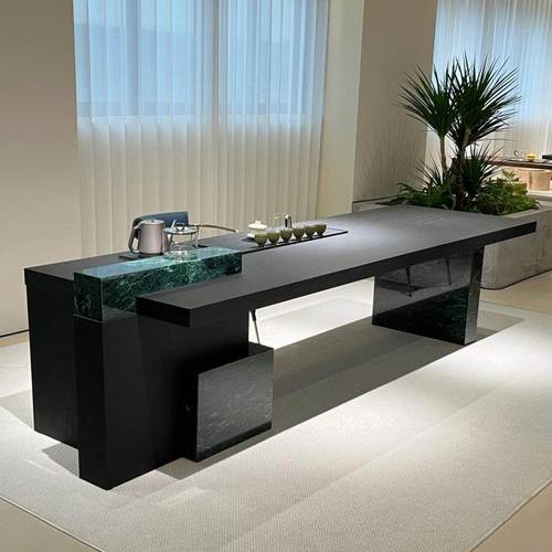 新中式黑胡桃木泡茶台轻奢现代高级感实木茶桌椅组合2025新款高端