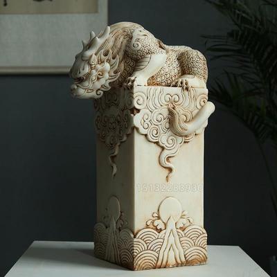 石雕汉白玉吸水兽石柱仿古青石做旧吸金兽茶室龙生九子吐流水摆件