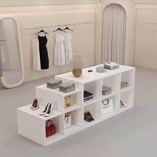 服装店双面中岛展示台简约女装店铺中间摆放流水陈列黑色展示柜