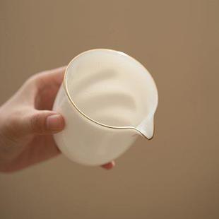 家用玉瓷茶海茶过滤分茶器功夫茶具配件 高白瓷陶瓷公道杯茶漏套装