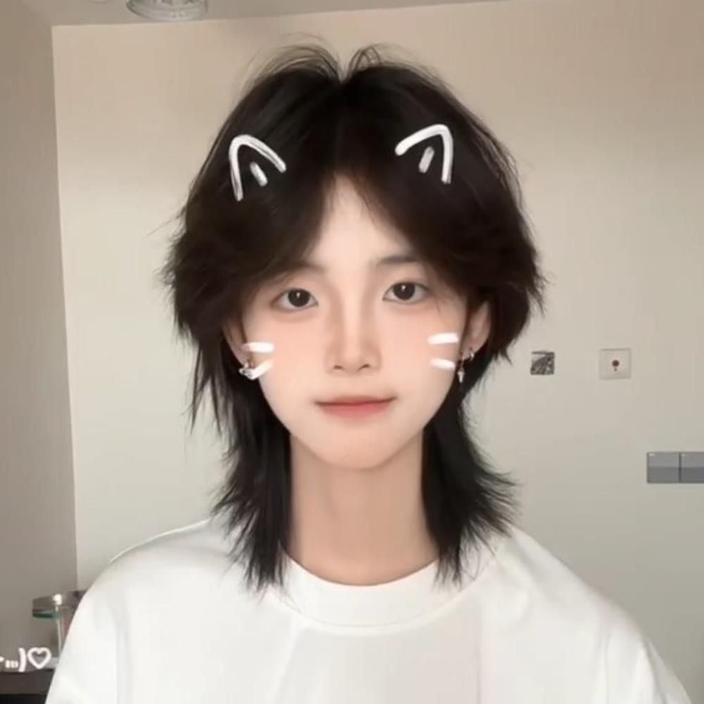 鲻鱼头假发男短发日系中性风狼尾时尚层次感男士日常蓬松全头套式