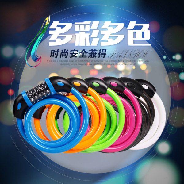 电动车五位钢缆防盗密码锁 无钥匙加长链子锁 加粗钢丝锁具防盗锁