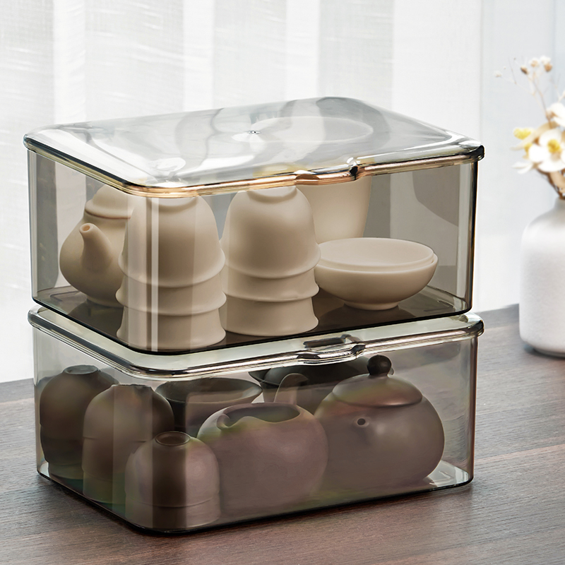 茶具收纳盒带盖防k尘茶几桌面茶壶放功夫茶杯茶叶碗杯子储存置物