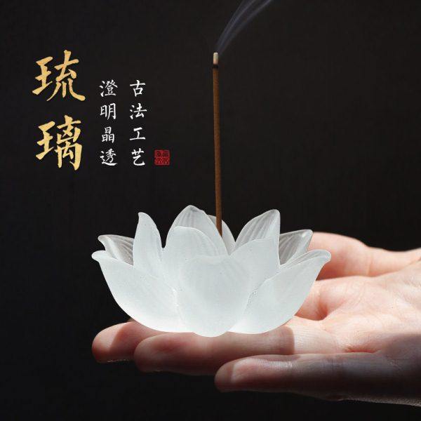 琉璃莲花香座禅意家用居室檀香线香底座立香炉插香炉莲花小摆件,家居饰品,香薰炉,淘宝优惠券,粉丝福利购,淘宝优惠卷
