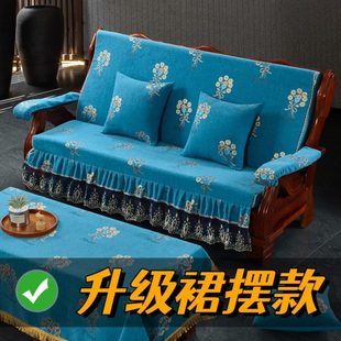 通用家用老式 木沙发坐垫联邦椅三座沙发垫四季 实木连体带靠背坐垫