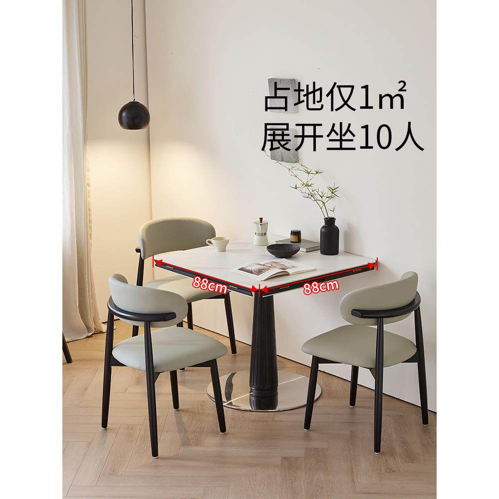 折叠餐桌可变圆桌小公寓石板餐桌和椅子2025新的实木家庭方形可伸