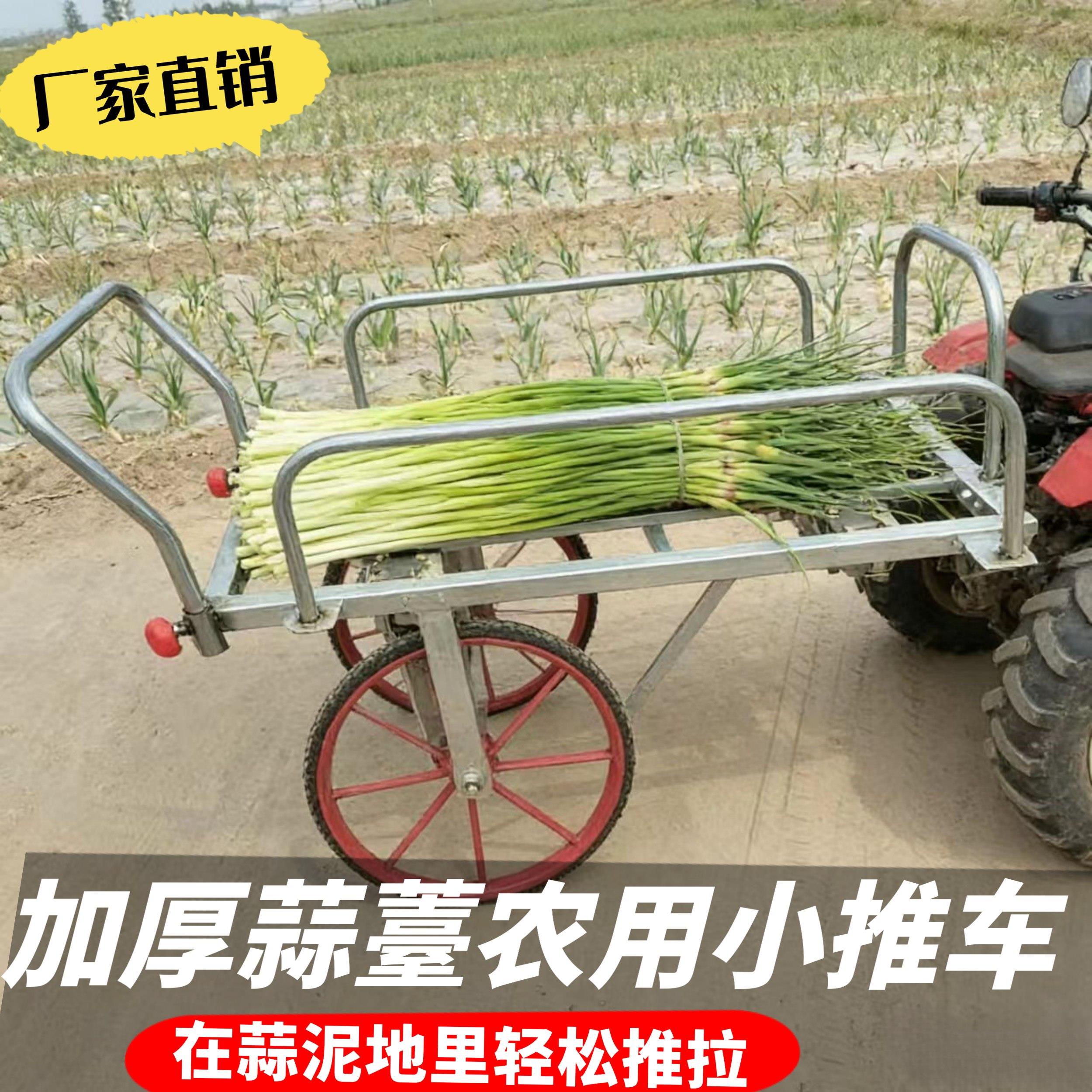 加厚蒜薹农用小推车金属框架四轮手推车在蒜泥地里轻松推拉