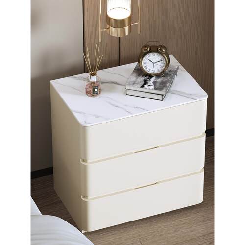 全新大尺寸高端彩绘实木床头柜主卧加高白色床头储物柜定制橱柜