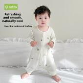 婴儿睡袋夏季 儿童空调家用衣服防踢被子 薄莫代尔婴儿连体睡衣短袖