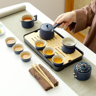 家用客厅简约户外陶瓷一壶六杯办公室泡茶壶茶盘 功夫旅行茶具套装