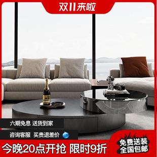 轻奢圆形椭圆形现代简约旋转功能设计师客厅家用创意别墅茶几 意式