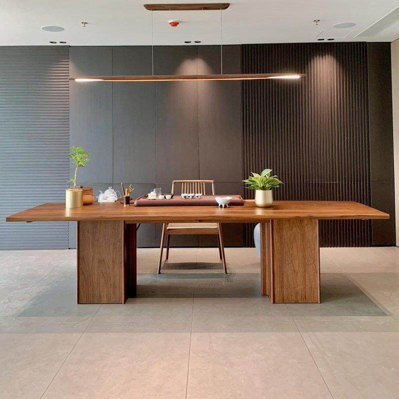 新中式实木茶桌椅组合高端大气北美黑胡桃木茶空间会客泡茶台茶桌