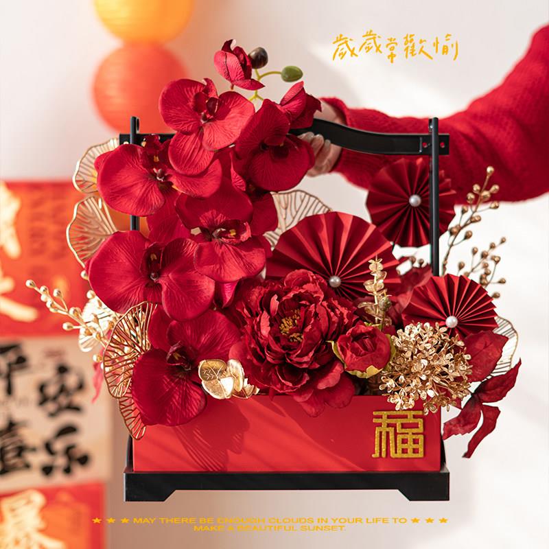 春节年宵花发财果花篮装饰花新年红果彷真花摆件客厅高级假花花艺