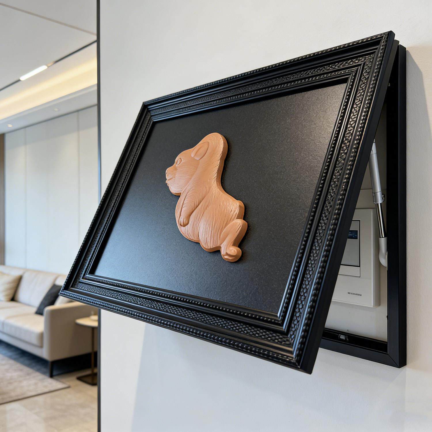 立体飞翔小狗液压杆电表箱装饰画电表盒遮挡浮雕雕塑装饰画盖板
