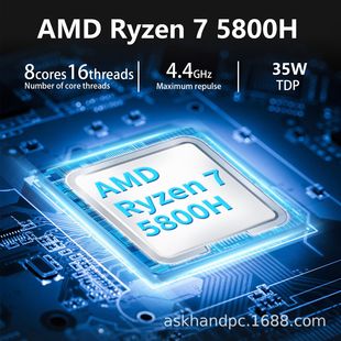 AskHand 迷你主机AMD锐龙R7-5800H minipc办公设计游戏高性能跨境