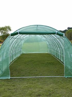 温室农业蔬菜大棚 绿色网格布全钢结构保温棚 12x3x2m
