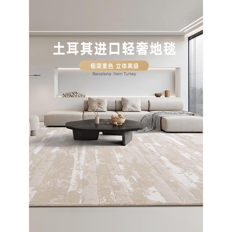 缔奢美 进口客厅地毯轻奢高级别墅家用沙发毯米色简约卧室床边毯