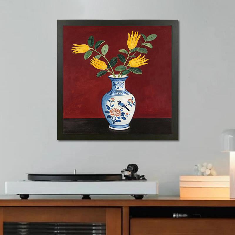 中式花瓶花卉佛手柑装饰画客厅餐厅卧室壁画瑜伽馆咖啡厅挂画摆画