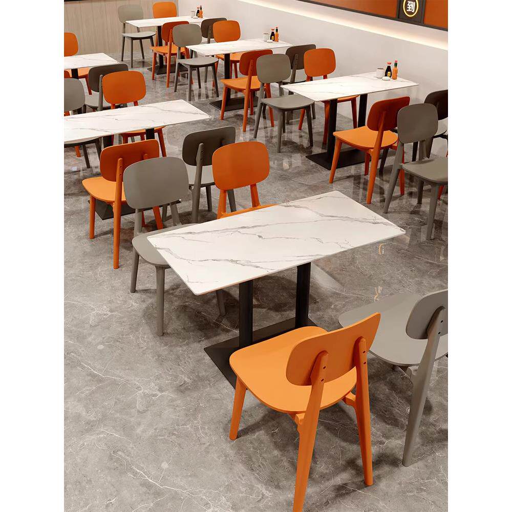 学校公司员工食堂餐桌椅商用餐厅岩板桌椅餐饮快餐店奶茶小吃店桌