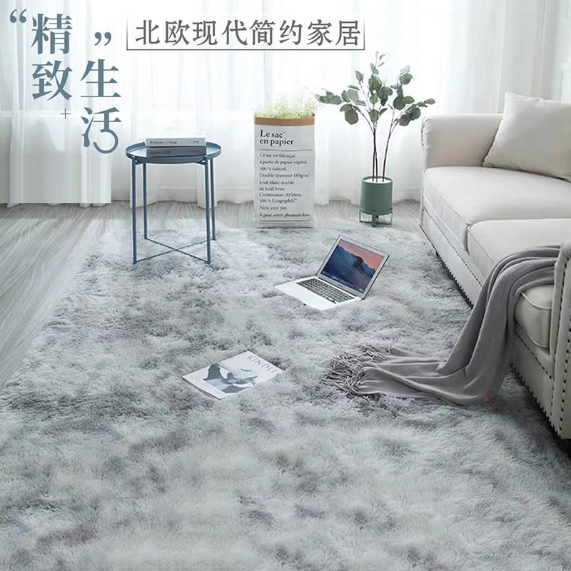 北欧现代简约长毛地毯家用满铺毛绒垫多尼尔客厅茶几卧室用床边毯