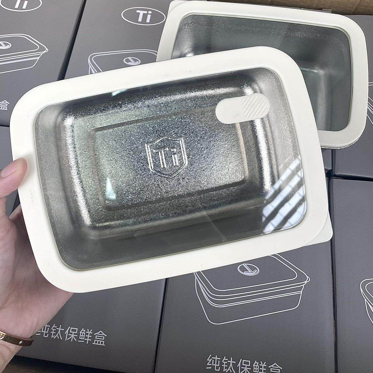 家用纯钛密封保鲜盒加热食品级带盖子高端纯钛饭盒玻璃保鲜盒冷藏