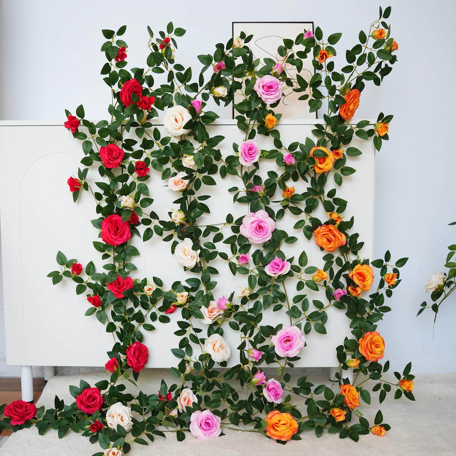 彷真玫瑰花藤花墙假花装饰花藤条塑料花藤蔓植物空调管道遮挡造景,鲜花速递/花卉仿真/绿植园艺,仿真花,淘宝优惠券,粉丝福利购,淘宝优惠卷