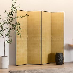 定制空白中古日式法式银箔金箔屏风客厅茶室简约隔断折叠屏可移动