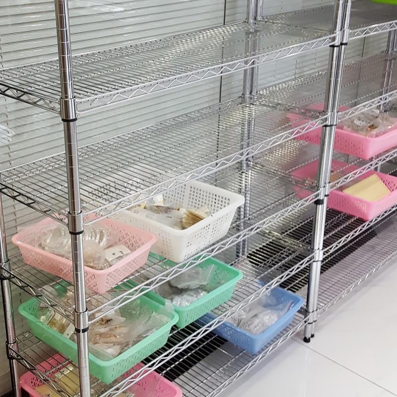 带轮子移动置物架不锈钢色货架防静电碳钢网架家用可调节重型层架