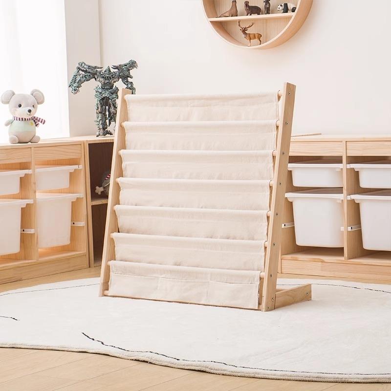 儿童书架实木宝宝阅读角收纳布置布艺小孩书籍幼儿绘本架分类创意