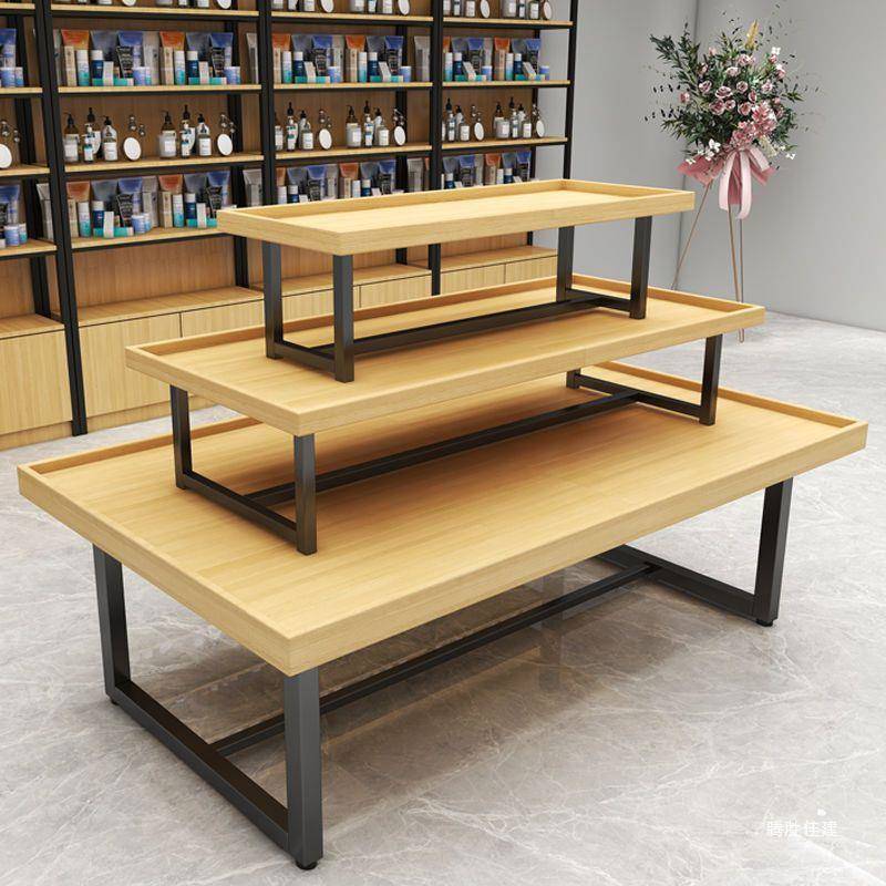 中岛展示架母婴超市货架化妆品三层鞋架流水台展示台组合中岛柜