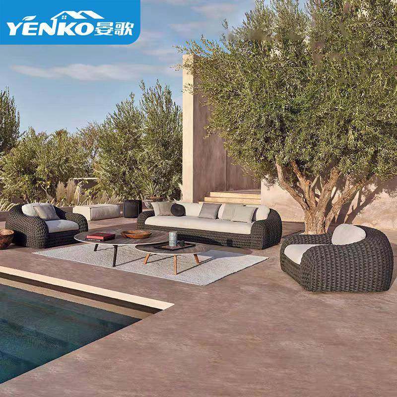 户外沙发庭院阳台室外休闲露台阳光房设计师花园转角藤编家具组合,住宅家具,户外沙发,淘宝优惠券,粉丝福利购,淘宝优惠卷