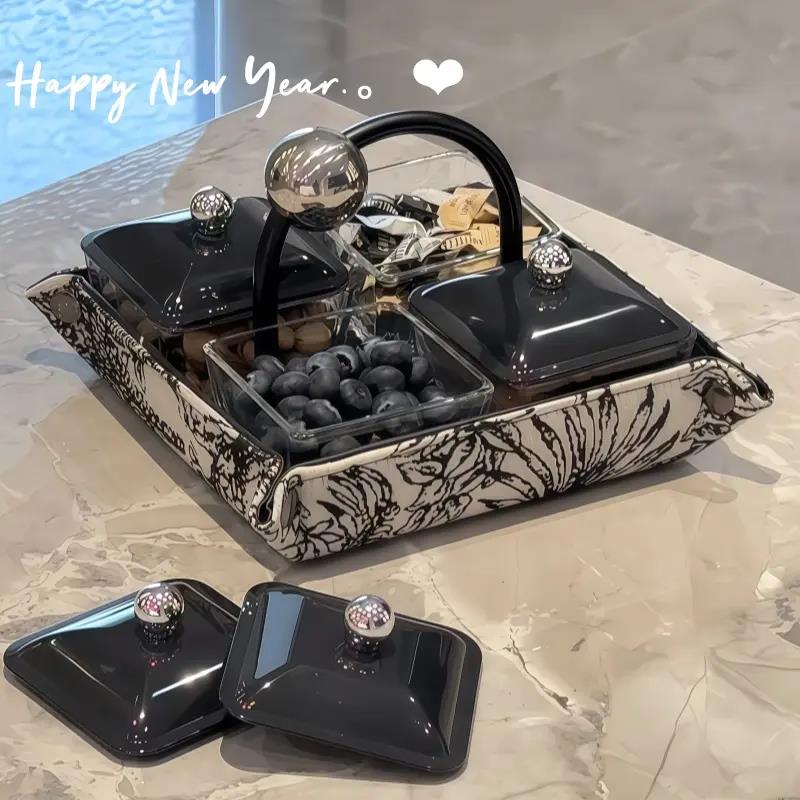 【高颜值家居好物】水果盘乾果盘客厅家用轻奢高端瓜子盘九宫格