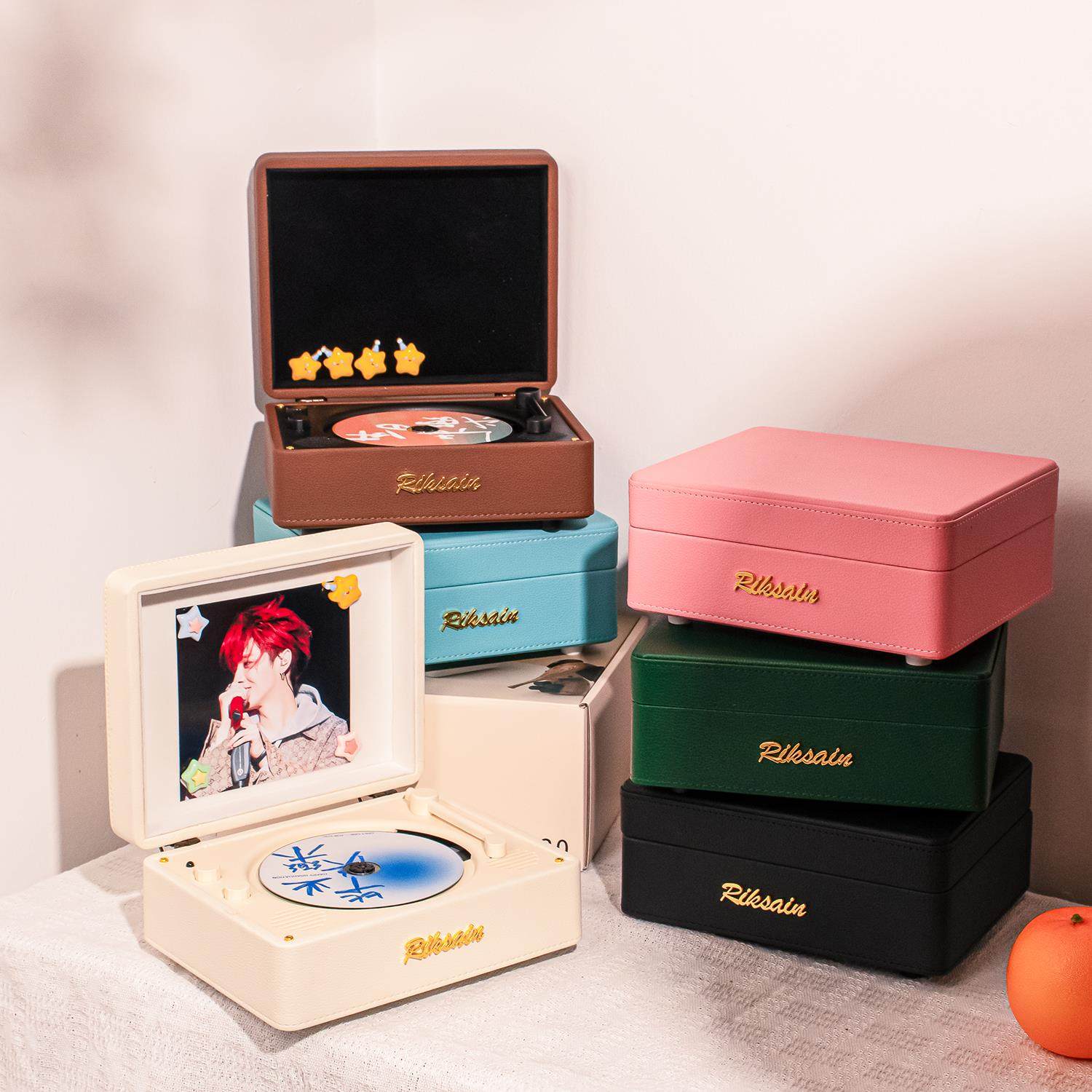 雷克森ML-520皮革CD机音乐专辑唱片覆古播放器蓝牙音响生日礼物