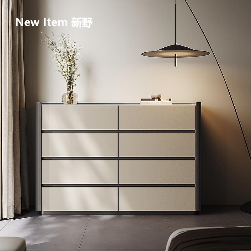 意式极简八斗柜轻奢卧室床尾置物柜现代简约实木储物柜客厅抽屉柜