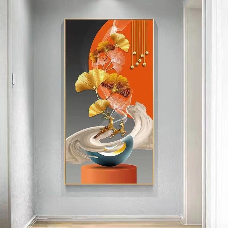 几何客厅装饰画进门鞋柜玄关走廊过道横版挂画餐厅卧室床头墙壁画图片