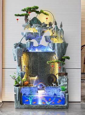 庭院造景假山流水鱼缸摆件风水轮招财入户玄关客厅乔迁开 业送礼