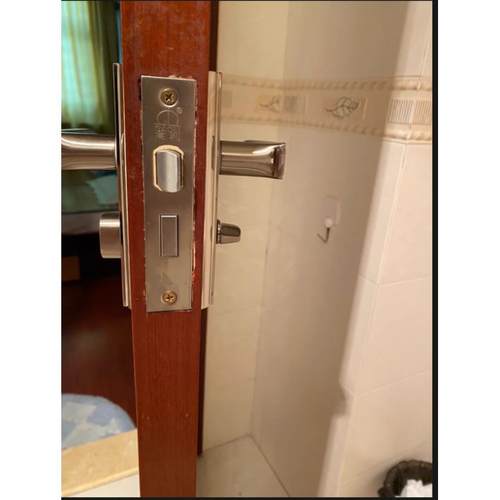 家用通用型卧室化妆室木门单舌锁换锁厕所室内免打孔2个螺丝锁体