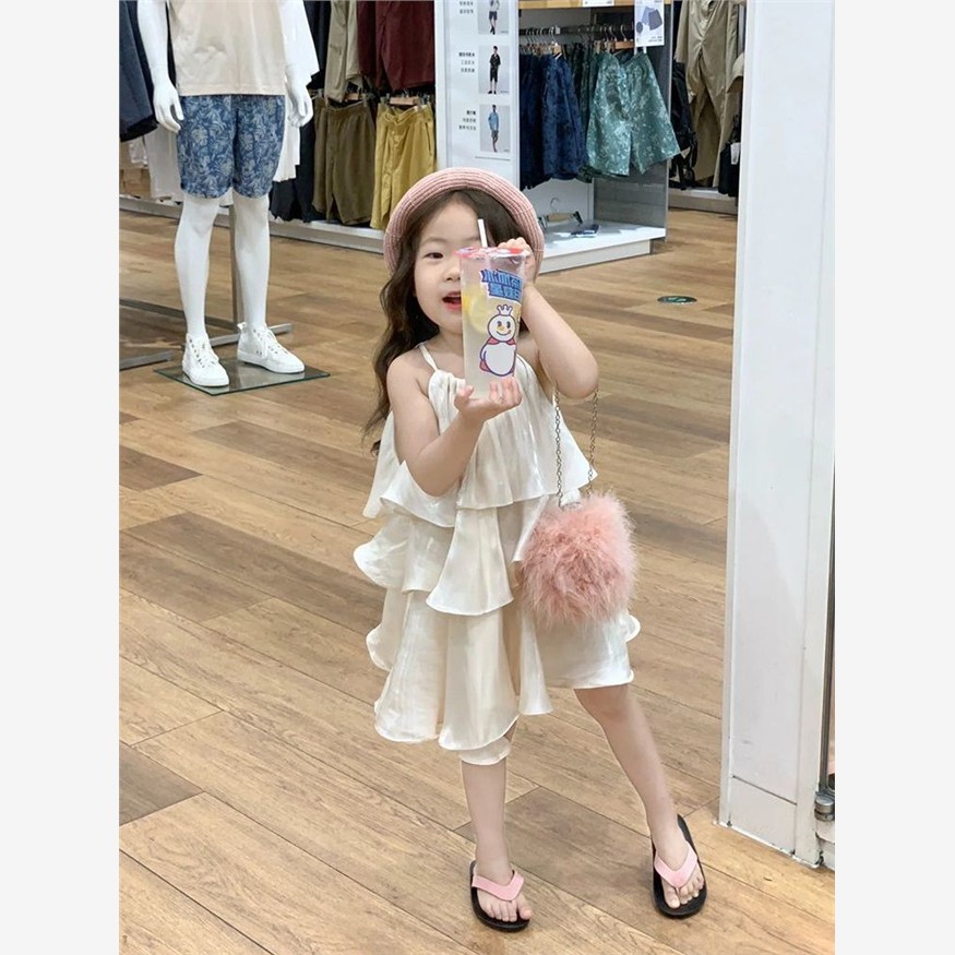女童小众法式珠光叠层荷