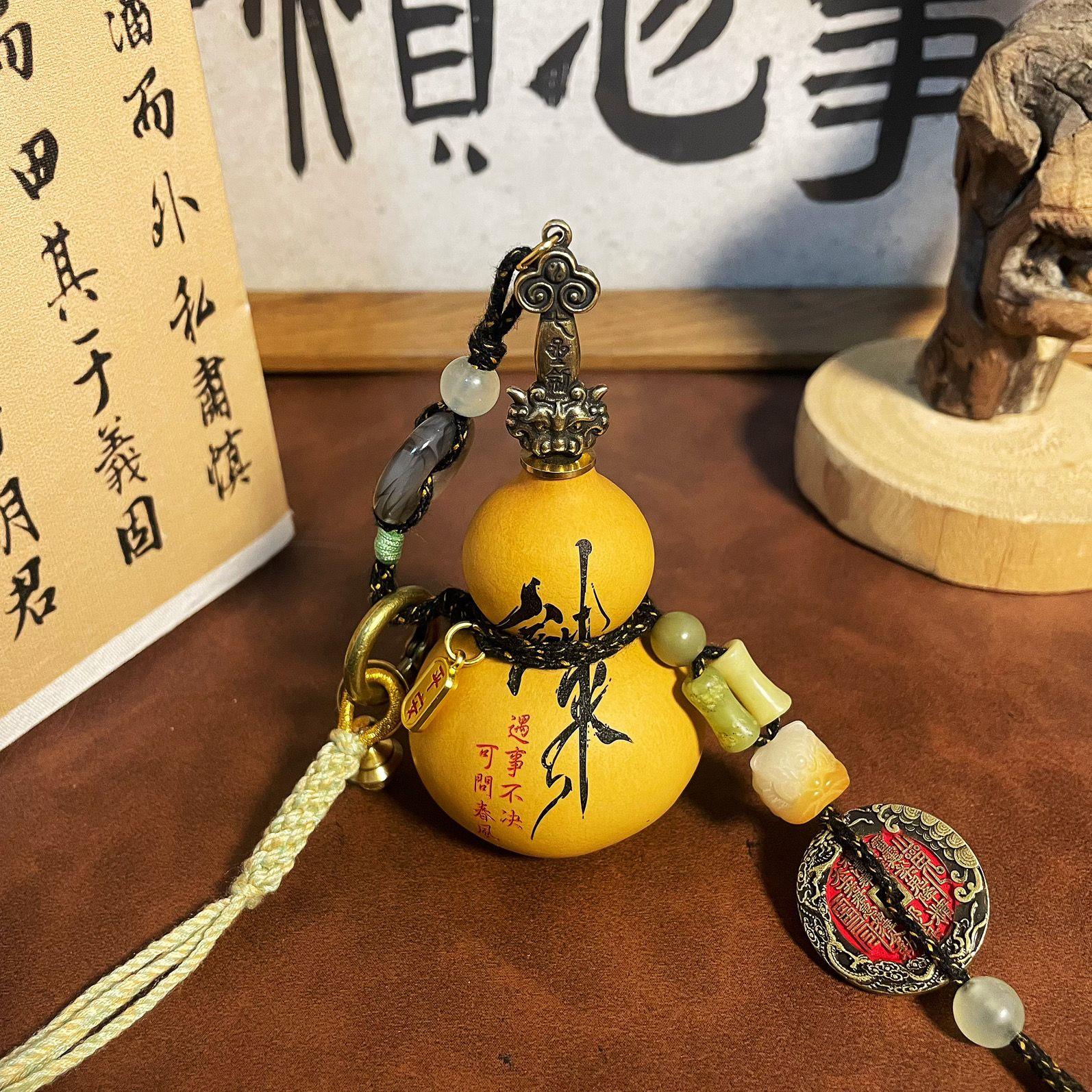 道系龙虎山手工养剑葫芦黄铜福禄手把件护身好运精品摆件挂式饰品