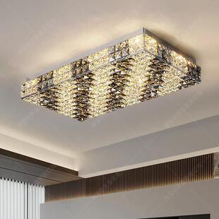 意式轻奢水晶客厅吸顶灯2025年新款高级感卧室创意大气长方形灯具