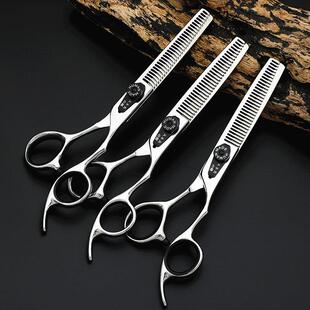 钢夫亮剑经典手型美发剪刀发型师专用理发剪鱼骨无痕牙剪平剪套装
