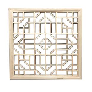 东阳木雕中式彷古实木花格方形花窗吊顶灯罩挂件玄关通花板可定制