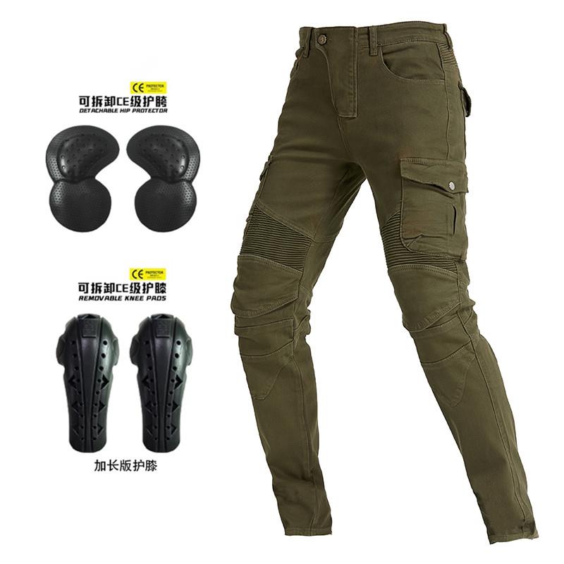 机车牛仔骑行裤男女服秋夏季骑士挡风护膝弹力工装裤机车防摔裤