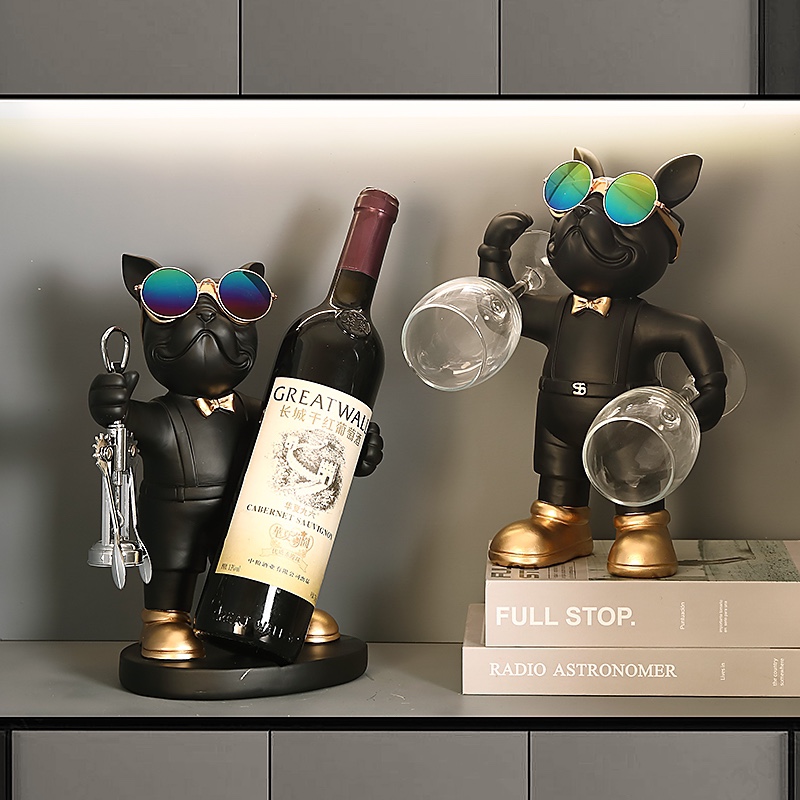 轻奢招财狗红酒架客厅电视柜酒柜摆设家J居玄关装饰品摆件乔迁礼