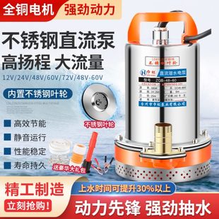直流潜水泵家用电动车12V24V48V60V72V不锈钢叶轮抽水机灌溉水泵