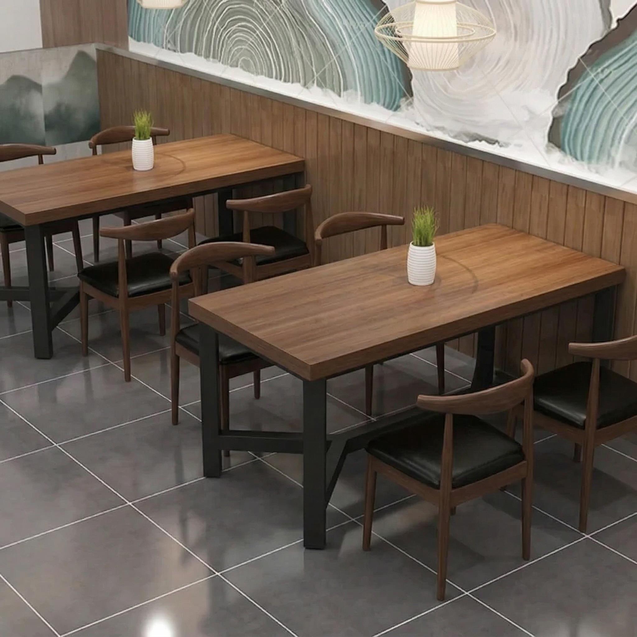 餐桌商用餐饮简约工业风餐桌椅组合长方形大板桌小吃店快餐店桌子